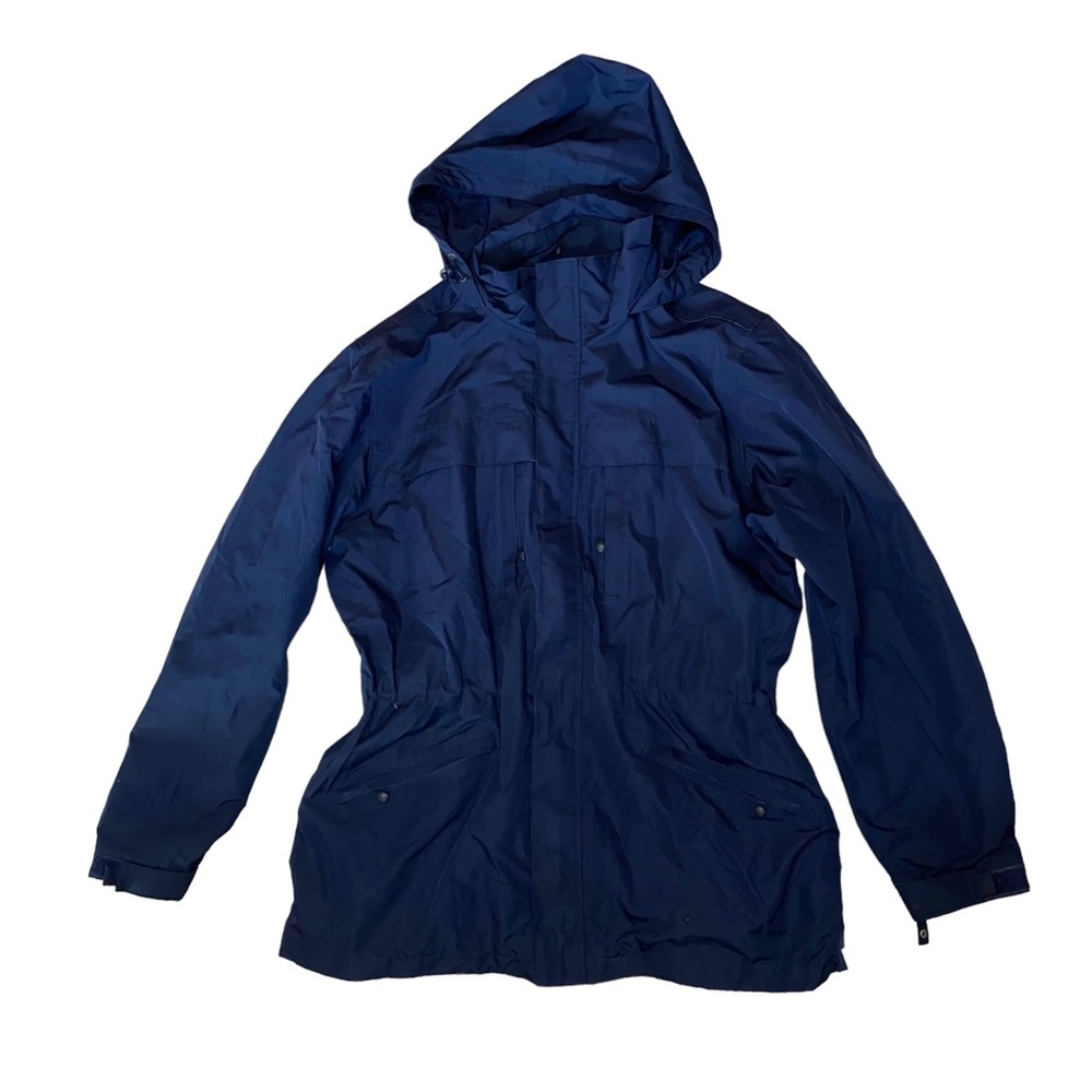 Eddie Bauer Navy Blue Weatheredge Waterproof/Breathable Hooded Coat Size Large